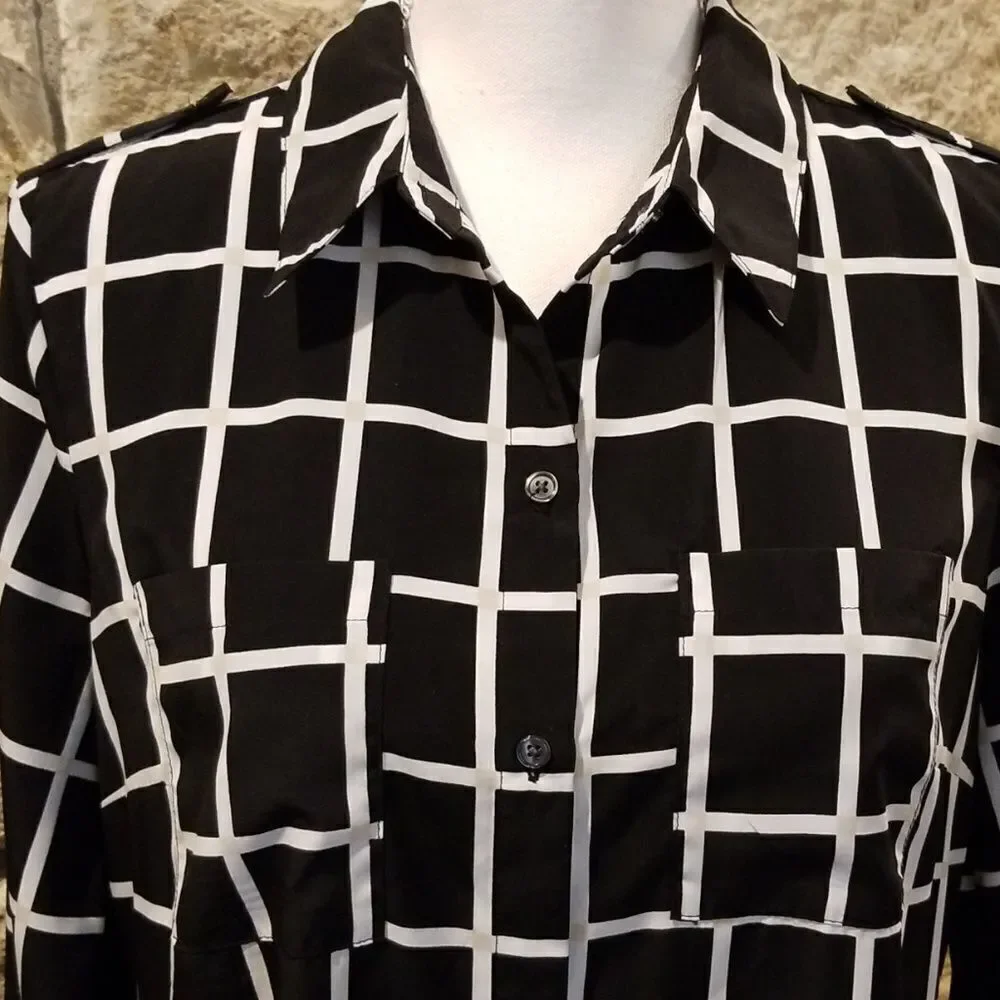 OLD Navy Plaid Dress black and white plaid medium